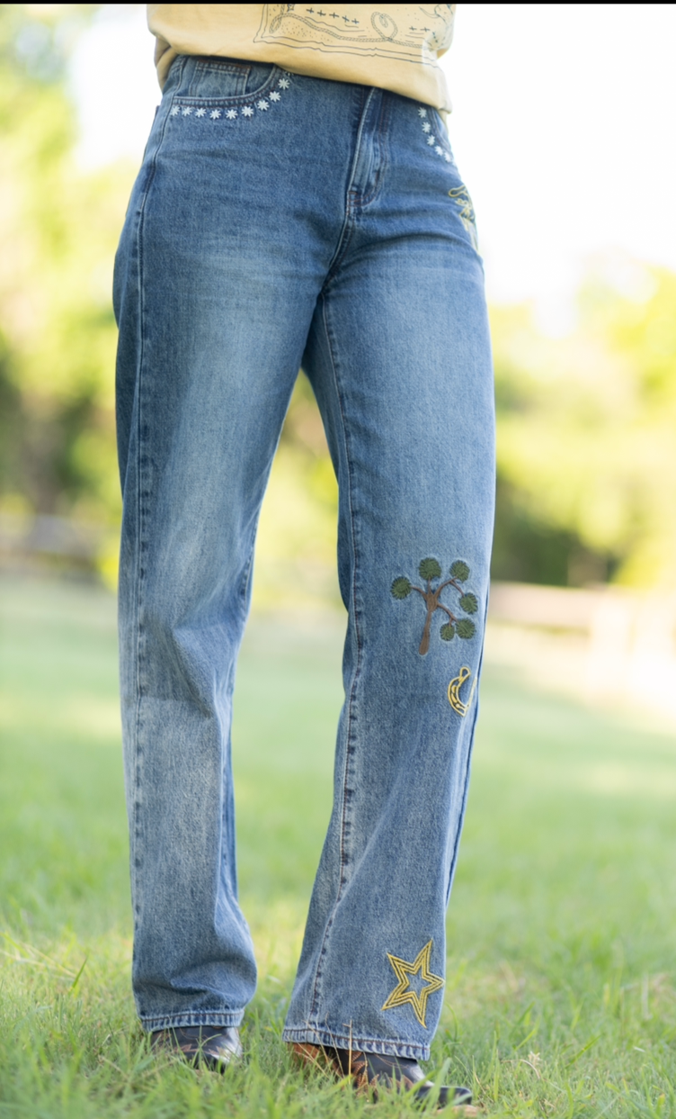 Cowboy Embroidered Jeans